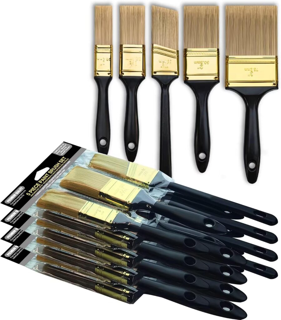 20 Pcs Paint Brushes, 5 Sizes, 1" 1.5" 2" 3" Flat & 1.5" Angled