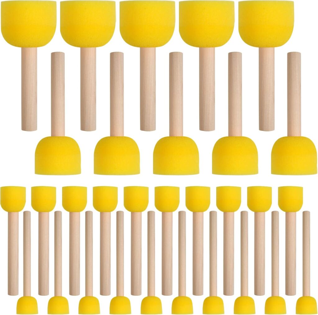 30 Pcs Round Sponges Brush Set, Round Sponge Brushes for Painting, Paint Sponges for Acrylic, Painting Tools for Kids Arts and Crafts (4 Sizes)