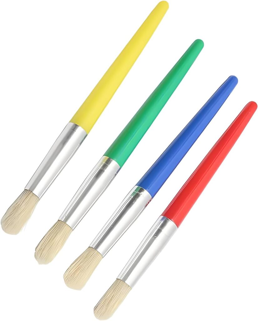 4pcs Large Paint Bushes Round Preschool Paint Brushes for Washable Paint Acrylic Paint for Toddler Kids, Round