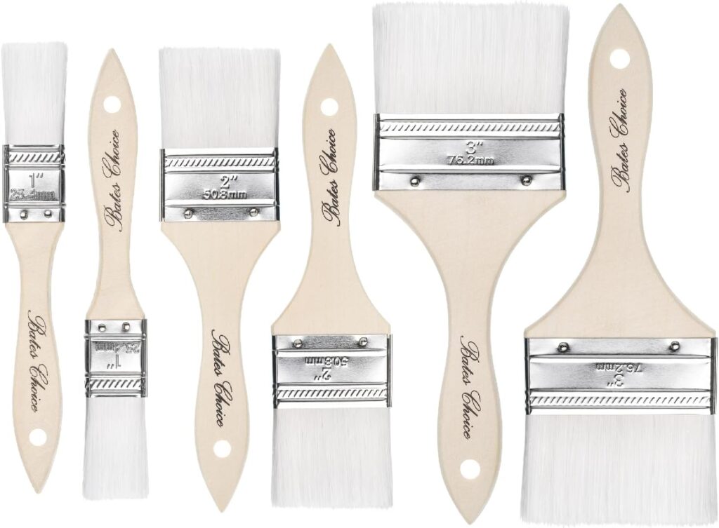 Bates- Chip Paint Brushes, 6 Pack, 1", 2", 3", Synthetic Bristles Painting Brushes, Paint Brushes Set, Chip Brush, Painting Brush, Wood Stain Brush Set, Chip Paint Brushes for Paint, Chip Brushes