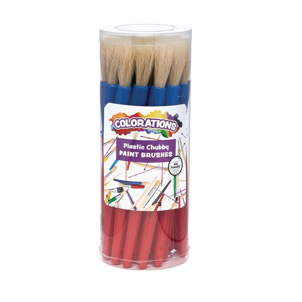 Colorations Best Value Plastic Handle Brushes, Set of 24, Crafts for Kids