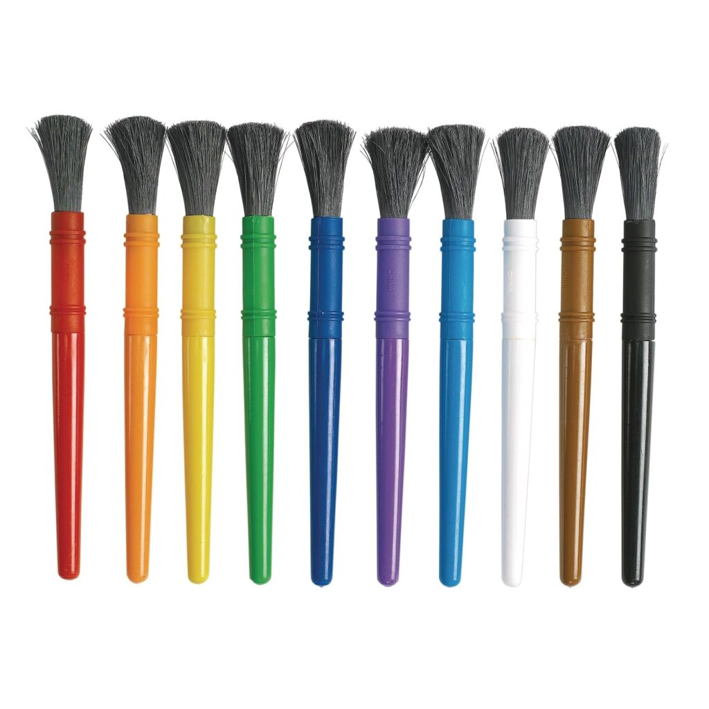Colorations Plastic Handle Chubby Paint Brushes with Nylon Bristles,10 Pcs