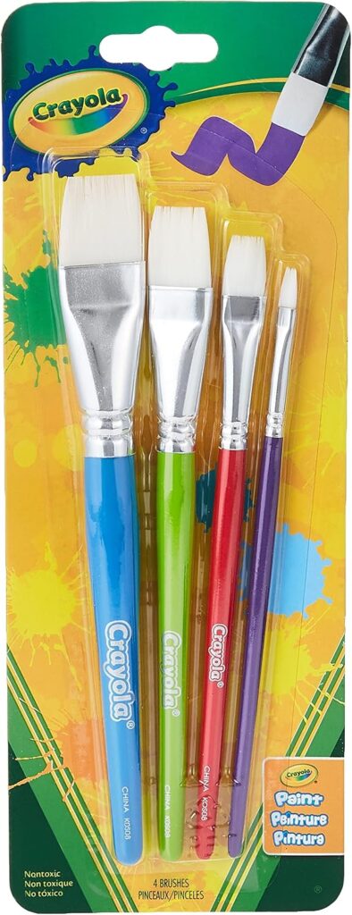 Crayola Large Paint Brushes (4ct), Kids Paint Brush Set, Thin & Thick Paint Brushes, for Acrylic, Tempera, Water Based Paint, Ages 3+