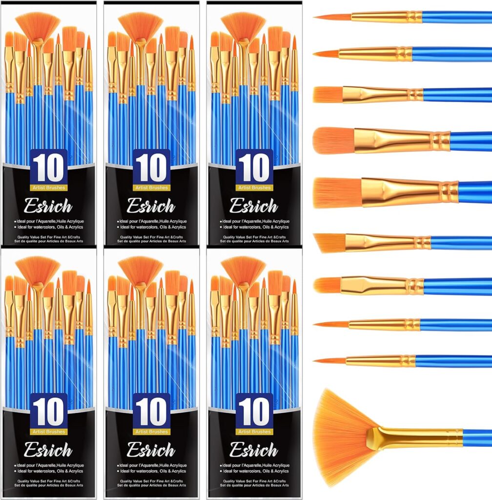ESRICH 60PCS Paint Brushes, Paint Brush for Acrylic Painting
