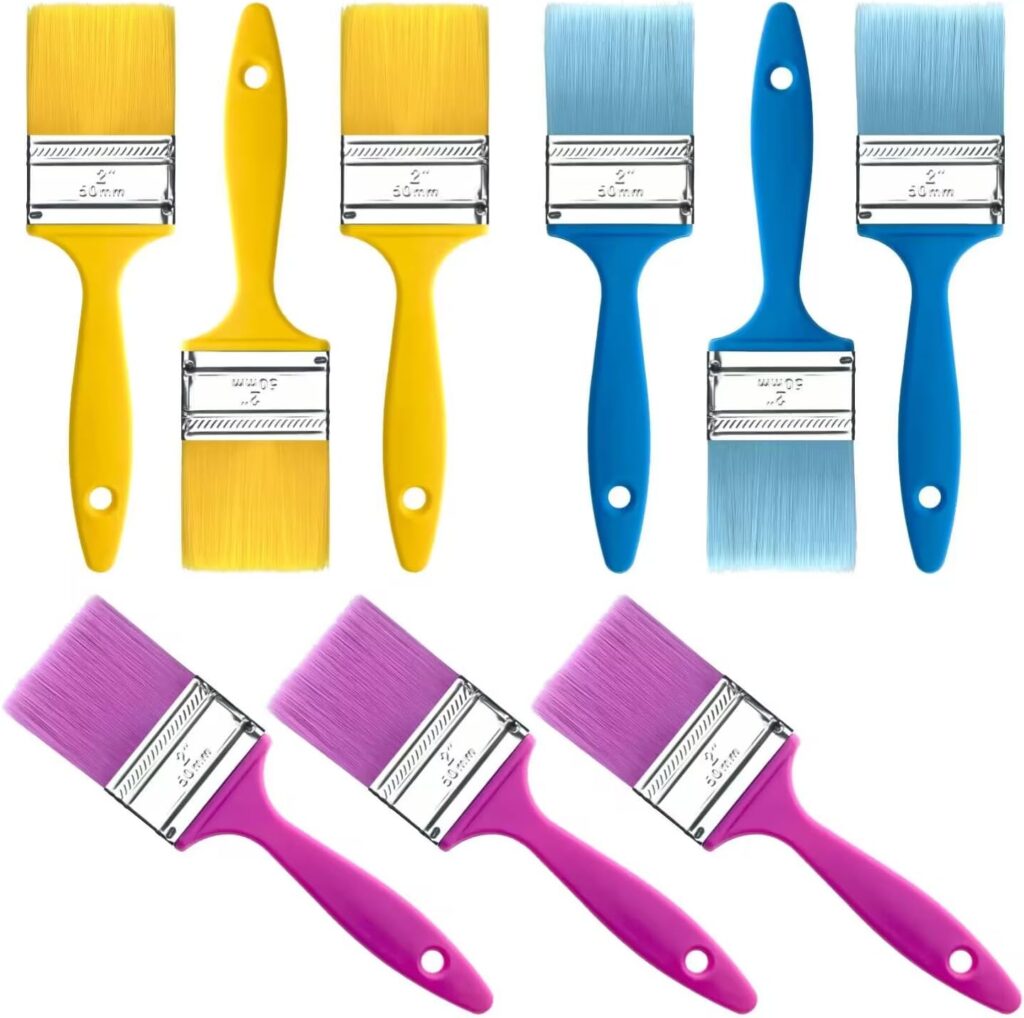 Great Andrew 9-Pack Flat Paint Brushes 2 Inch Painting Acrylic