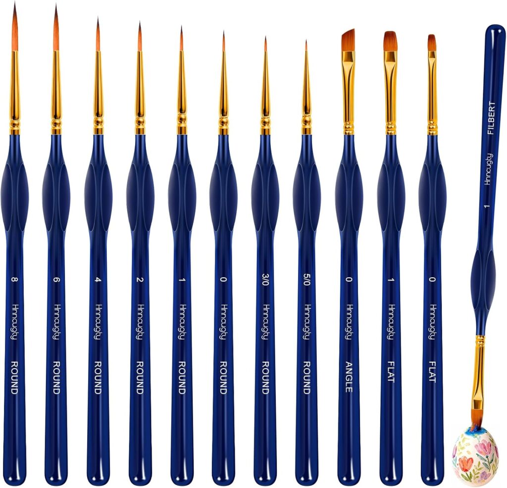 Hnncugty Miniature Paint Brushes 12 pcs, Paint Brushes for Acrylic Painting