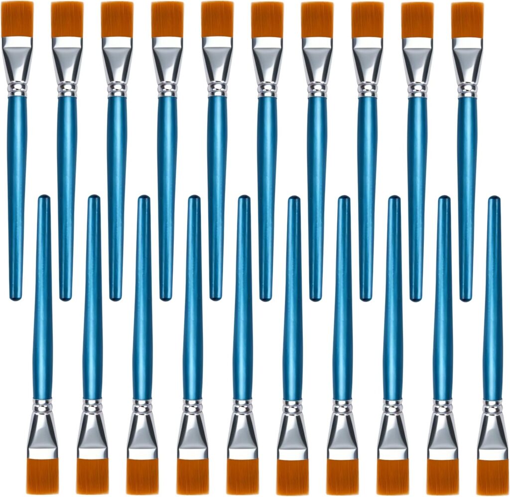 JEAWIWI 20 Pcs Artist Flat Paint Brushes, Synthetic Paint Brushes, Blue