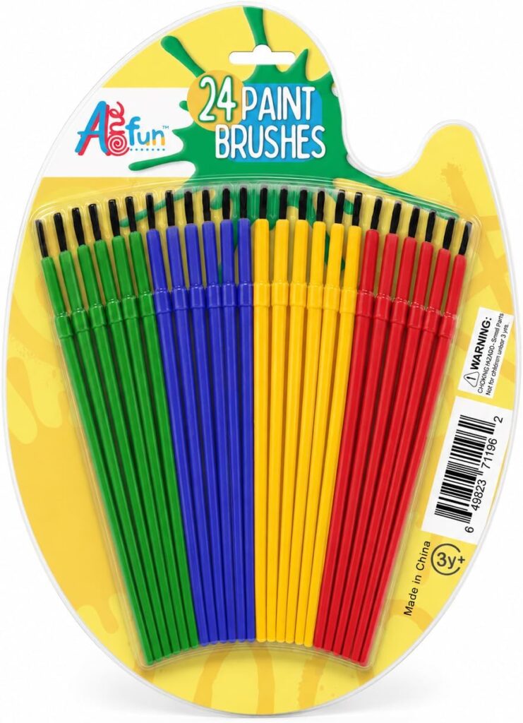 Kids Paint Brushes - Paintbrushes for Kids Toddler Paint Brushes Bulk for Water Color Preschool Toddler Art Supplies Artist Craft Brush Set of 24 Pcs