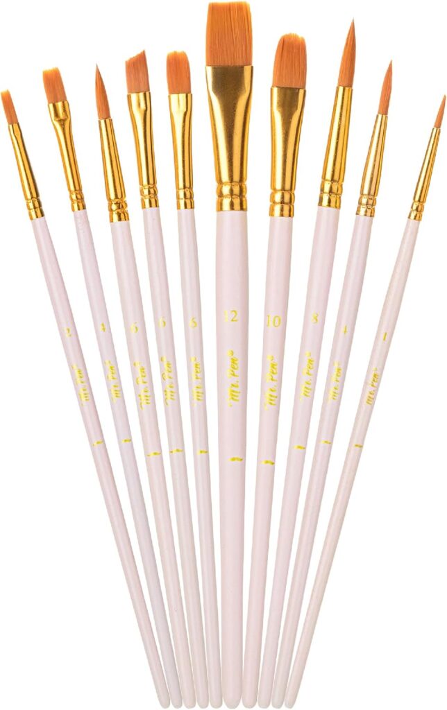 Mr. Pen- Acrylic Paint Brushes Set, 10 Pack, Round & Pointed Tip