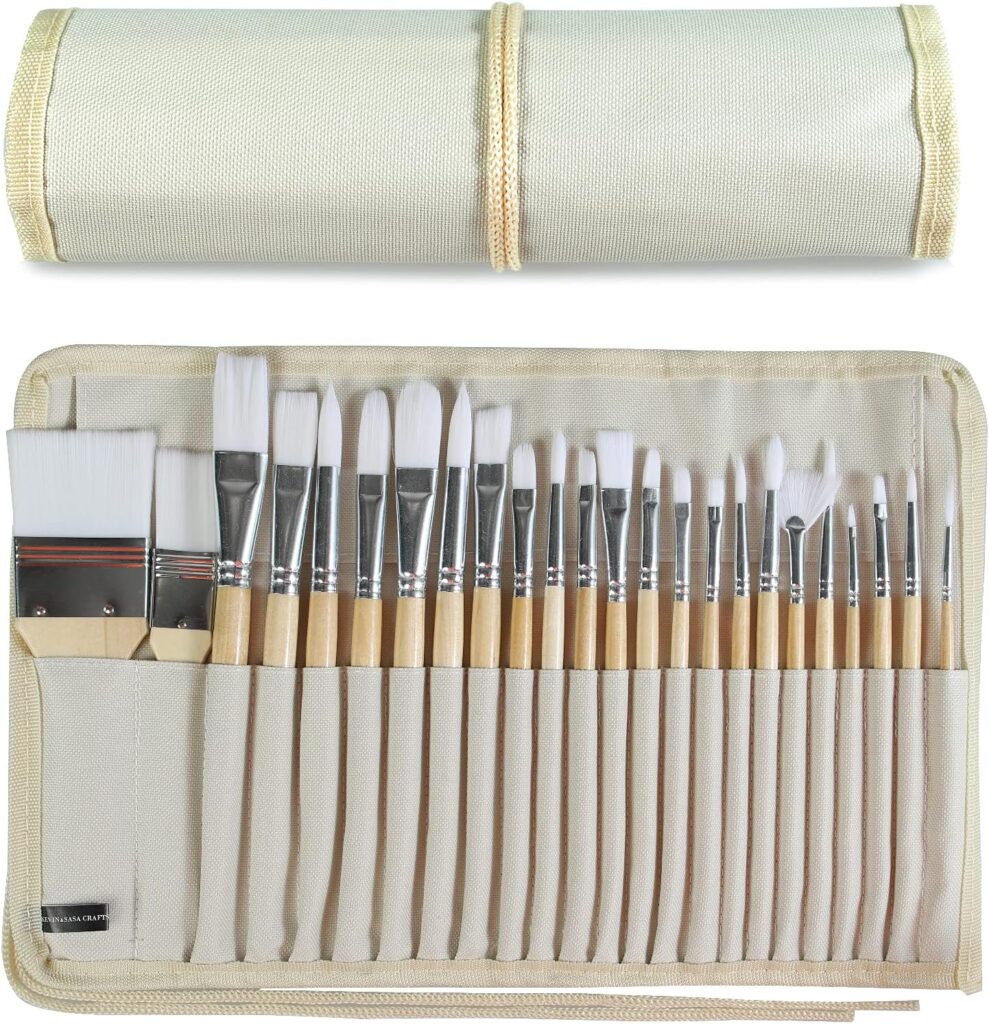Paint Brushes Set of 24 Pieces with Canvas Brush Case