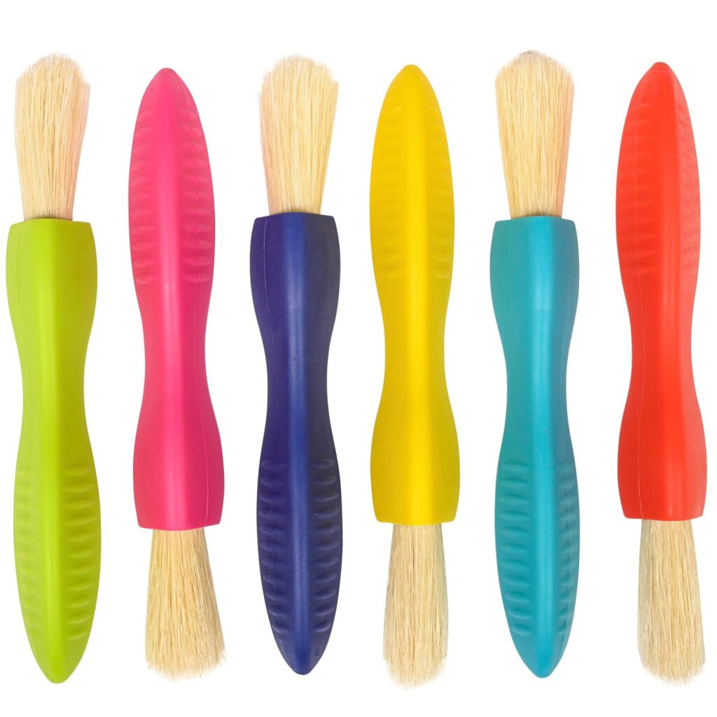 READY 2 LEARN Triangle Grip Toddler Paint Brushes, 6 Bright Colors