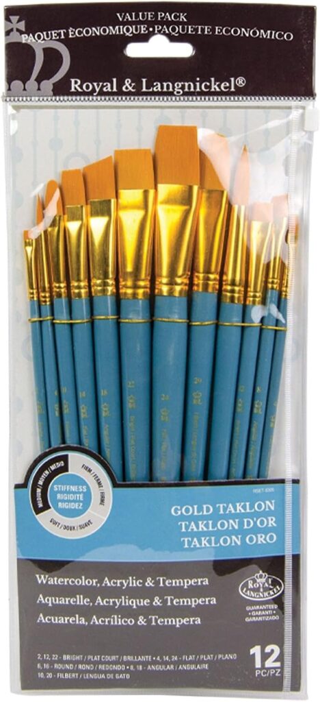 Royal Brush Manufacturing Royal and Langnickel Zip N' Close 12-Piece Brush Set, Medium Gold Taklon