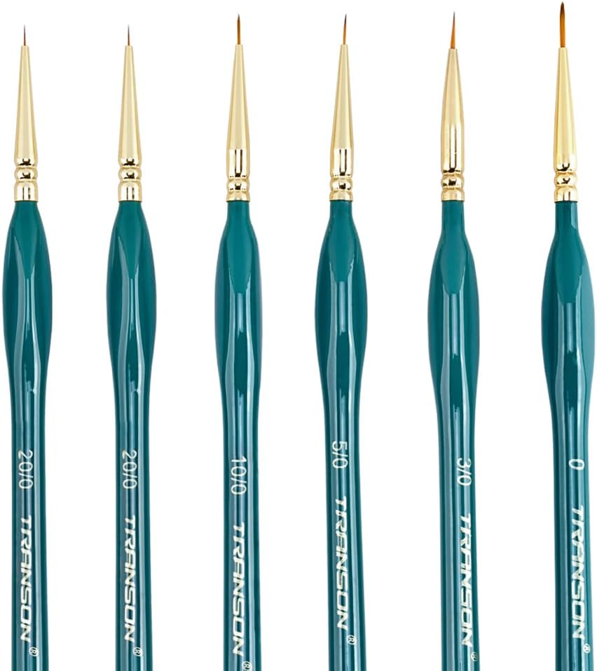 Transon 6Pcs Extra Fine Detail Brushes for Model Miniature Painting and Also Acrylic Watercolor Painting