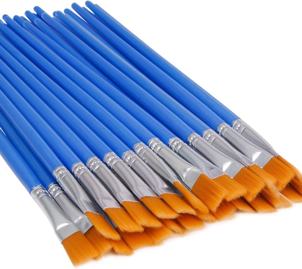 UPINS 30 Pcs Flat Paint Brushes, Small Brush Bulk for Detail Painting