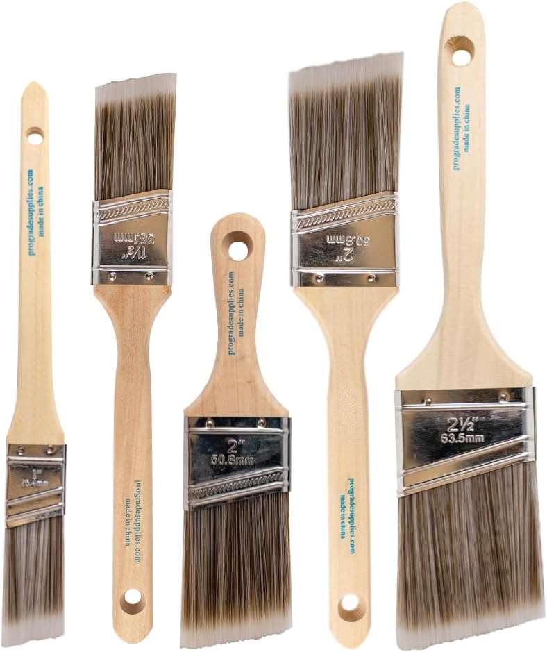 Vermeer Angled Paint Brushes, 1-2.5 Inch Paint Brush Set for Trim, 5 Pc