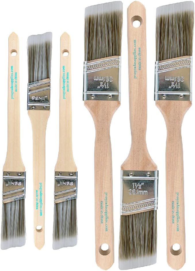 Vermeer Angled Paint Brushes, Assorted Paint Brush Set for Trim, 6 Pc