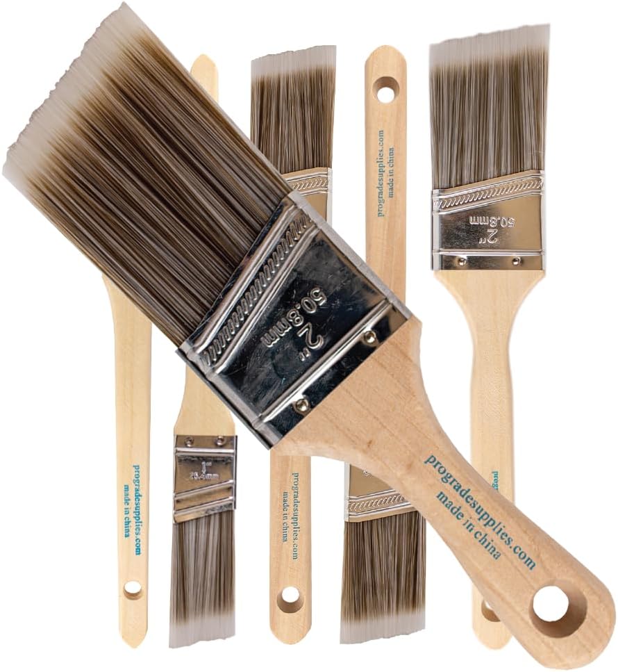 Vermeer Angled Paint Brushes, Paint Brush Set for Trim & Walls, 6 Pc