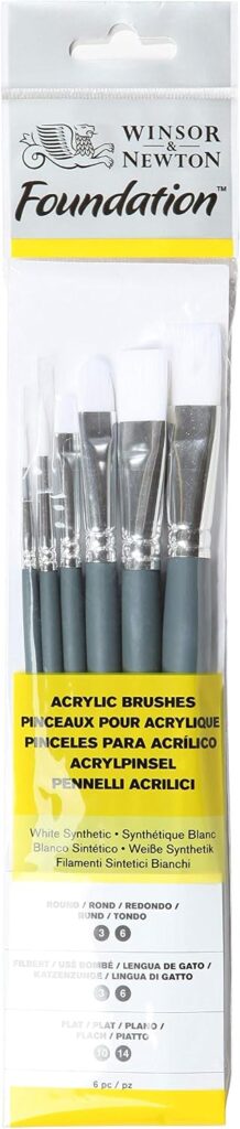 Winsor & Newton Foundation Acrylic Brush Set, SH, 6 Pack