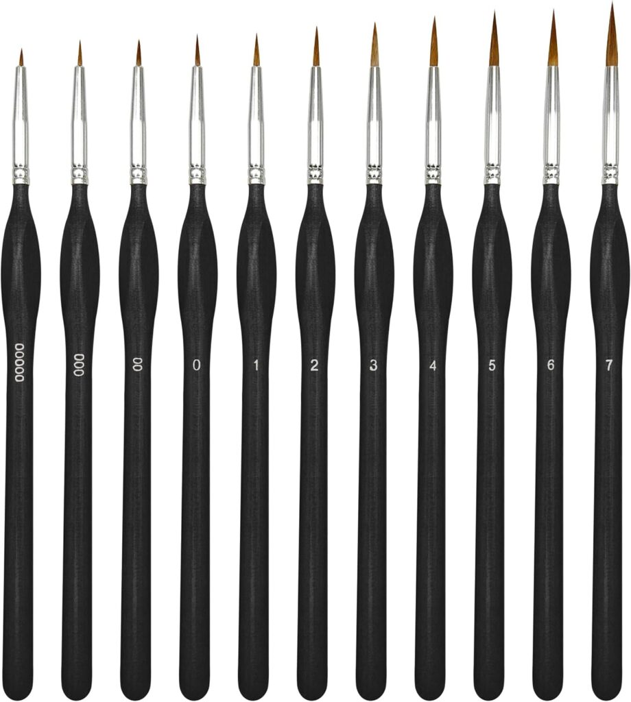 11PCS Fine Detail Paint Brushes Set, Miniature Painting Brushes Kit for Oil, Acrylic, Models,Watercolor and Gouache, Nylon Hair Paint Brush, Professional Artist Supplies with Ergonomic Handle