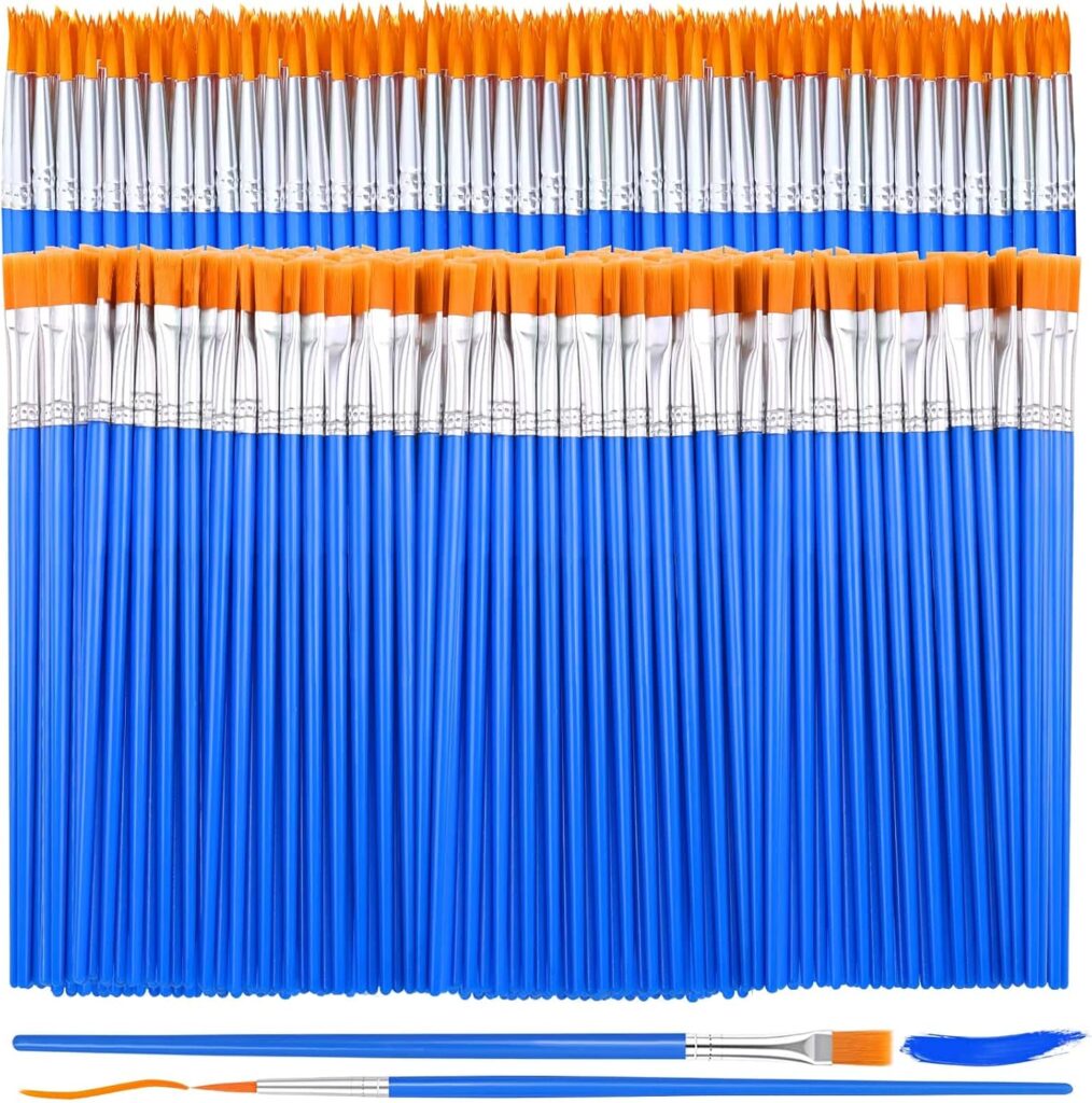 240 Pcs Mini Paint Brushes Bulk, Flat and Fine Tip Small Paint Brushes