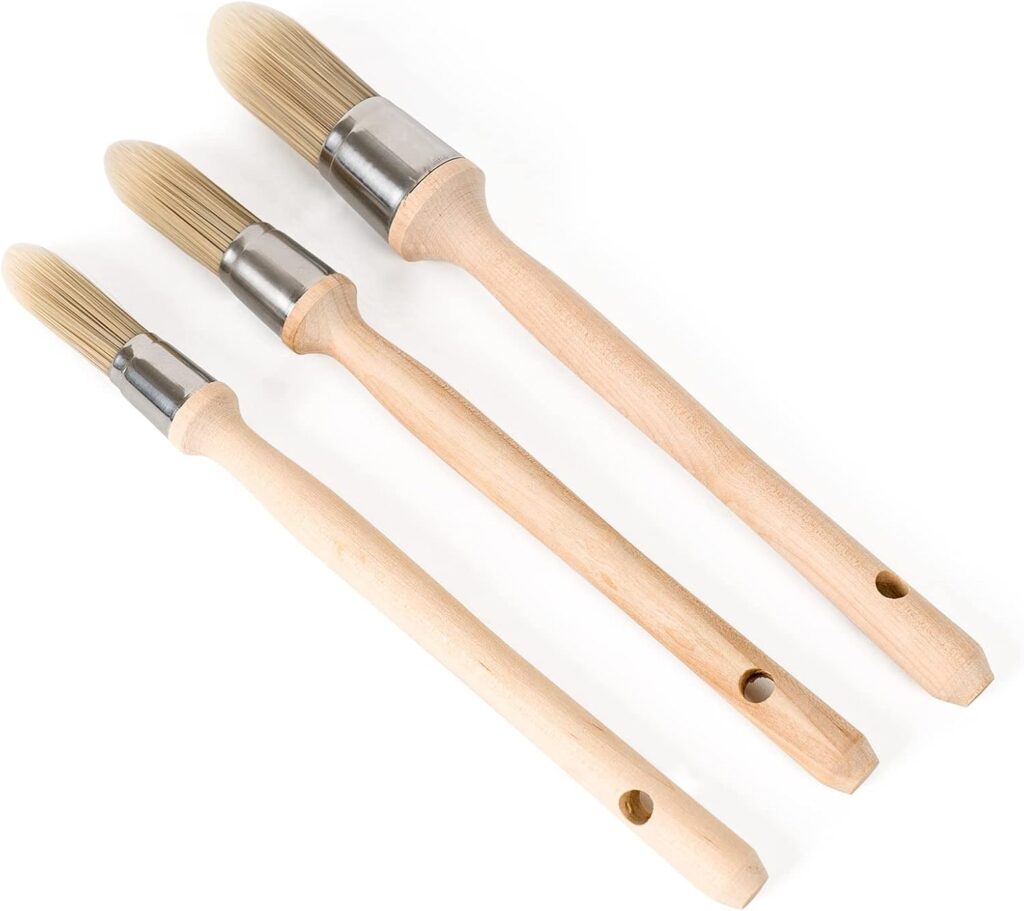 3 Pack Trim Edge Paint Brushes, Round Small Paint Brush for Walls Touch Up