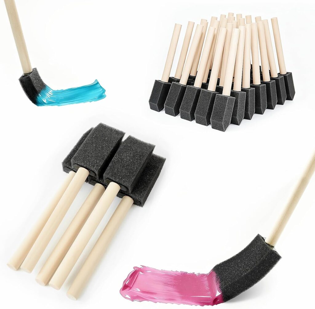 50 Pcs Foam Paint Brushes Set, 1 Inch, for Painting, Staining, Varnish
