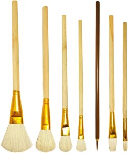 7 Pcs Pottery Glaze Brushes, Brush for Acrylic Painting, Watercolor Wool Paintbrush Set, Blending Brush with Wooden Handle for Students, Adults, Kids
