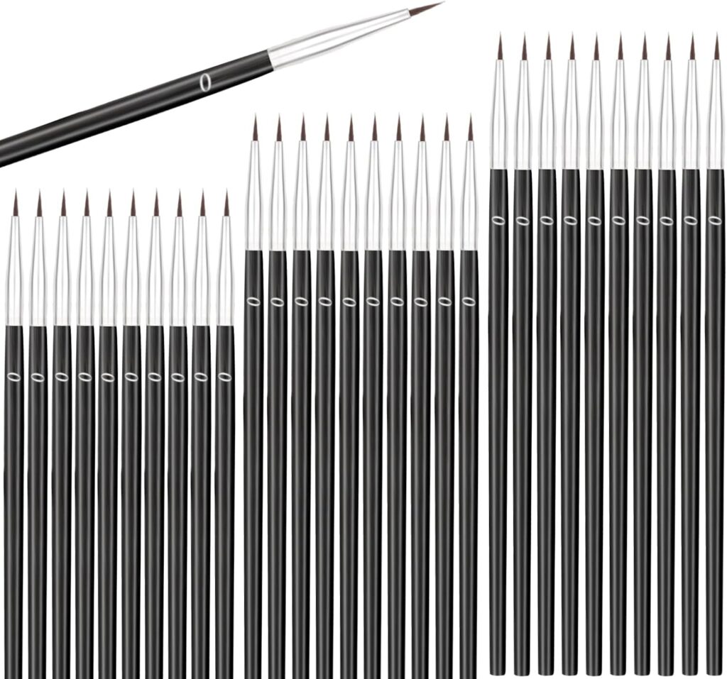Anezus 30 Pcs Tiny Detail Paint Brushes #0 Fine Paint Brushes Set Liner Brush for Miniature 40k Model Crafts Watercolor Acrylics Oil