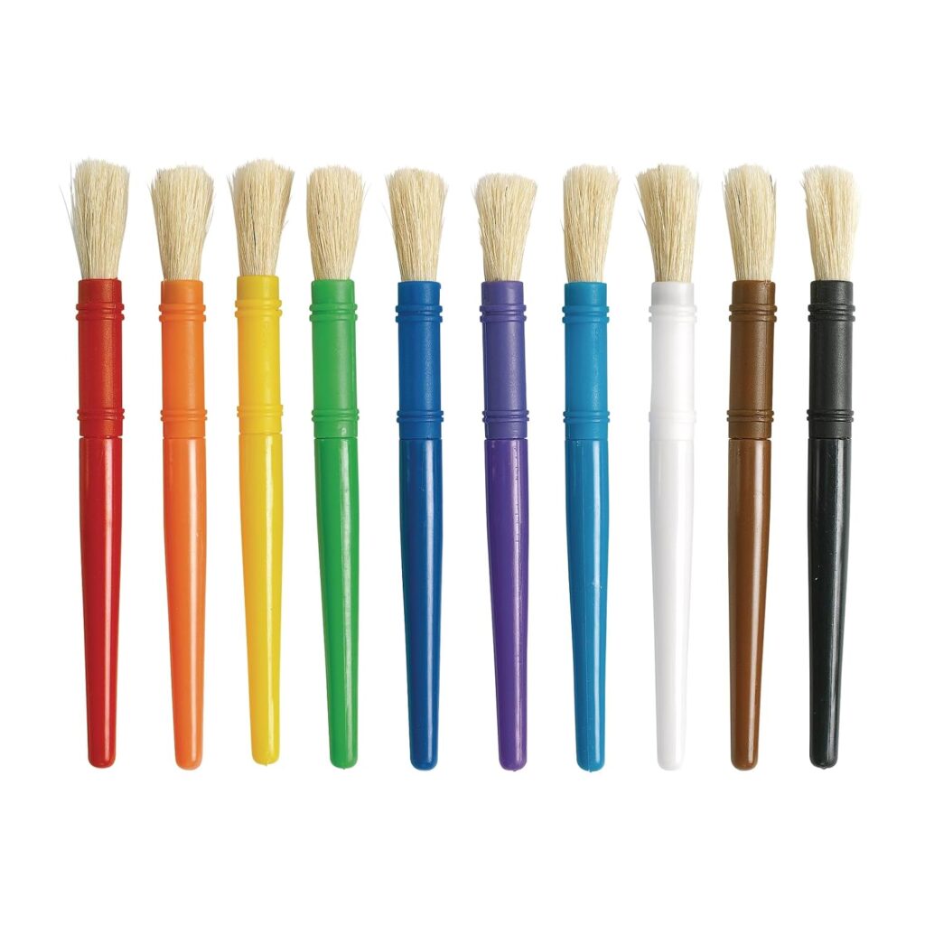 Colorations Plastic Chubby Paint Brushes, Set of 10, Ages 3+, PreK+