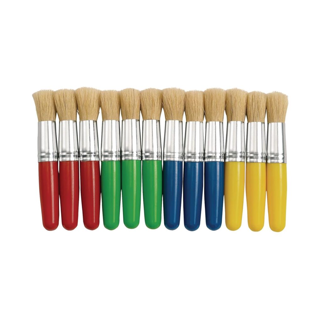 Colorations Stubby Chubby Brushes, Set of 12, Kids' Craft Paint Brushes