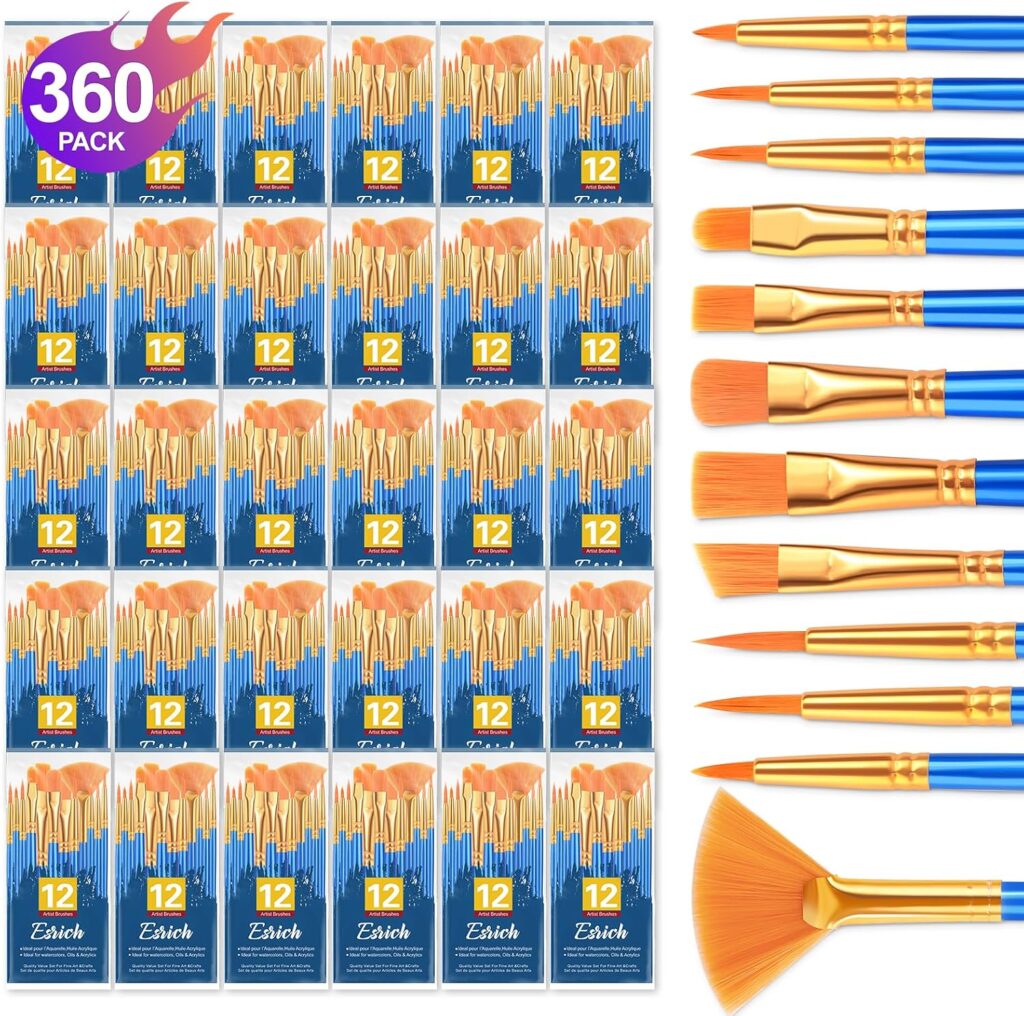ESRICH Paint Brushes Set, 30Pack 360pcs Paint Brush for Acrylic Painting