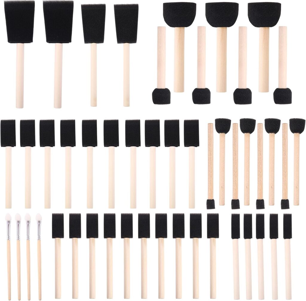Foam Paint Brushes, 48 Pcs -10 Sizes, Paint Sponge, Premium Foam Brushes