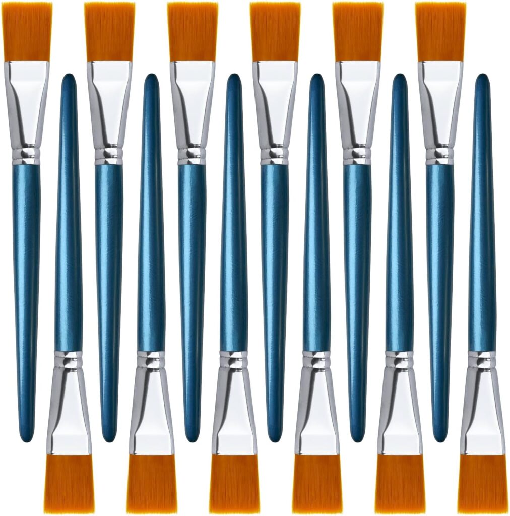 Great Andrew 12 PCS 1 inch Flat Paint Brushes for Acrylic Painting