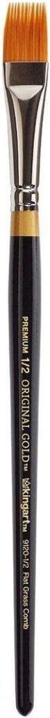 KINGART Premium Original Gold 9120-1/2 RAKE Series Artist Brush, Golden Taklon Synthetic Hair, Short Handle, for Acrylic, Watercolor, Oil and Gouache Painting, Size 1/2"