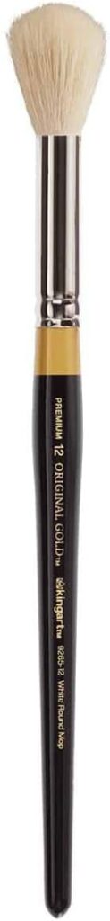 KINGART Premium Original Gold 9265-12 Round MOP Series Artist Brush, Soft Synthetic Hair, Short Handle, for Acrylic and Oil Painting, Size 12