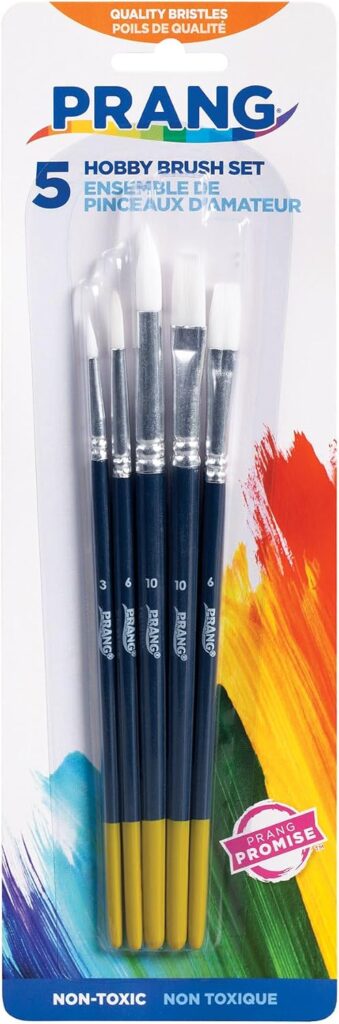Prang Hobby Paint Brush Set, Assorted Sizes, 5 Brushes