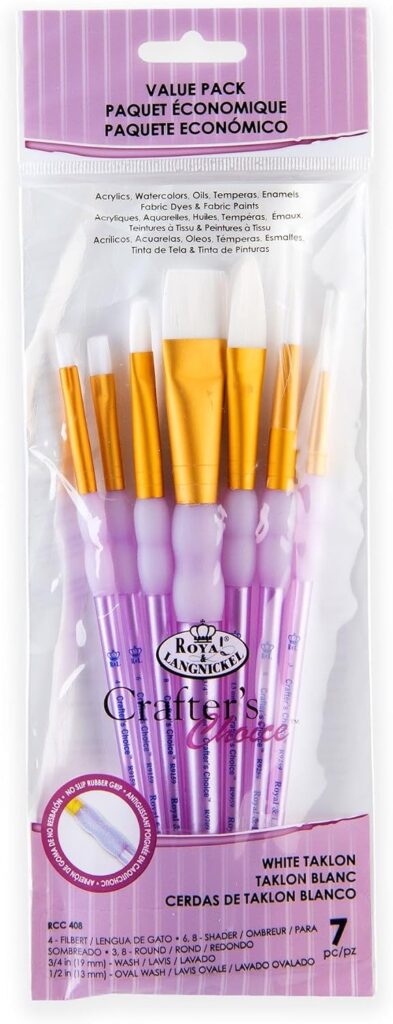 Royal & Langnickel Royal and Langnickel Crafter's Choice Flat Taklon Variety Brush Set - White (Pack of 7)