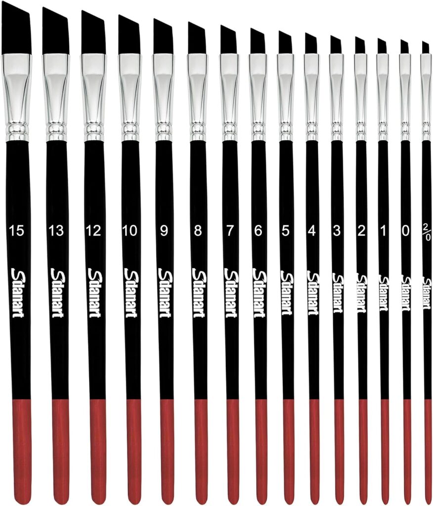 Sdanart Angular Paint Brushes,15 PCS Angled Paint Brush Angled Paintbrush