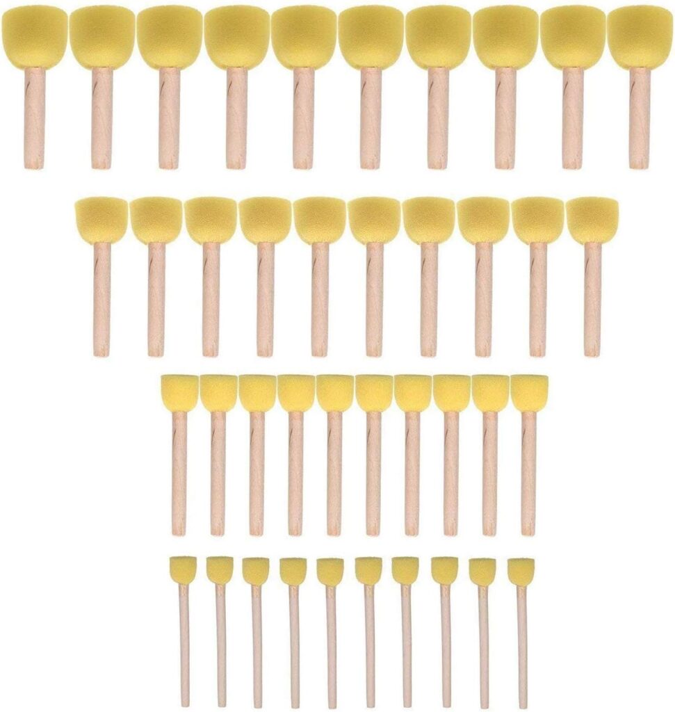 WAFJAMF 40 Pcs Round Sponges Brush Set 4 Sizes DIY Painting Tools Yellow