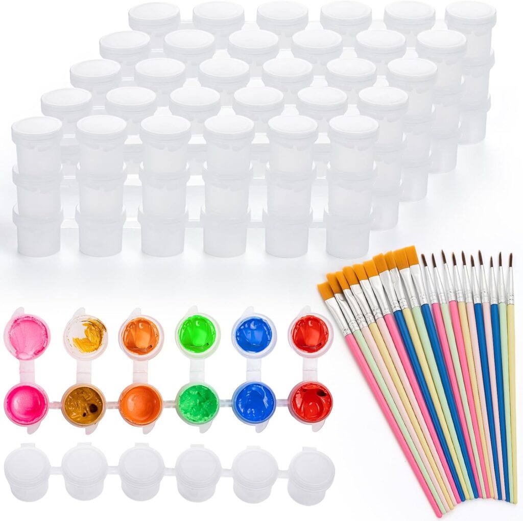 YGAOHF 60 Pcs Paint Containers with Lids, Empty Paint Pot with Paint Brush